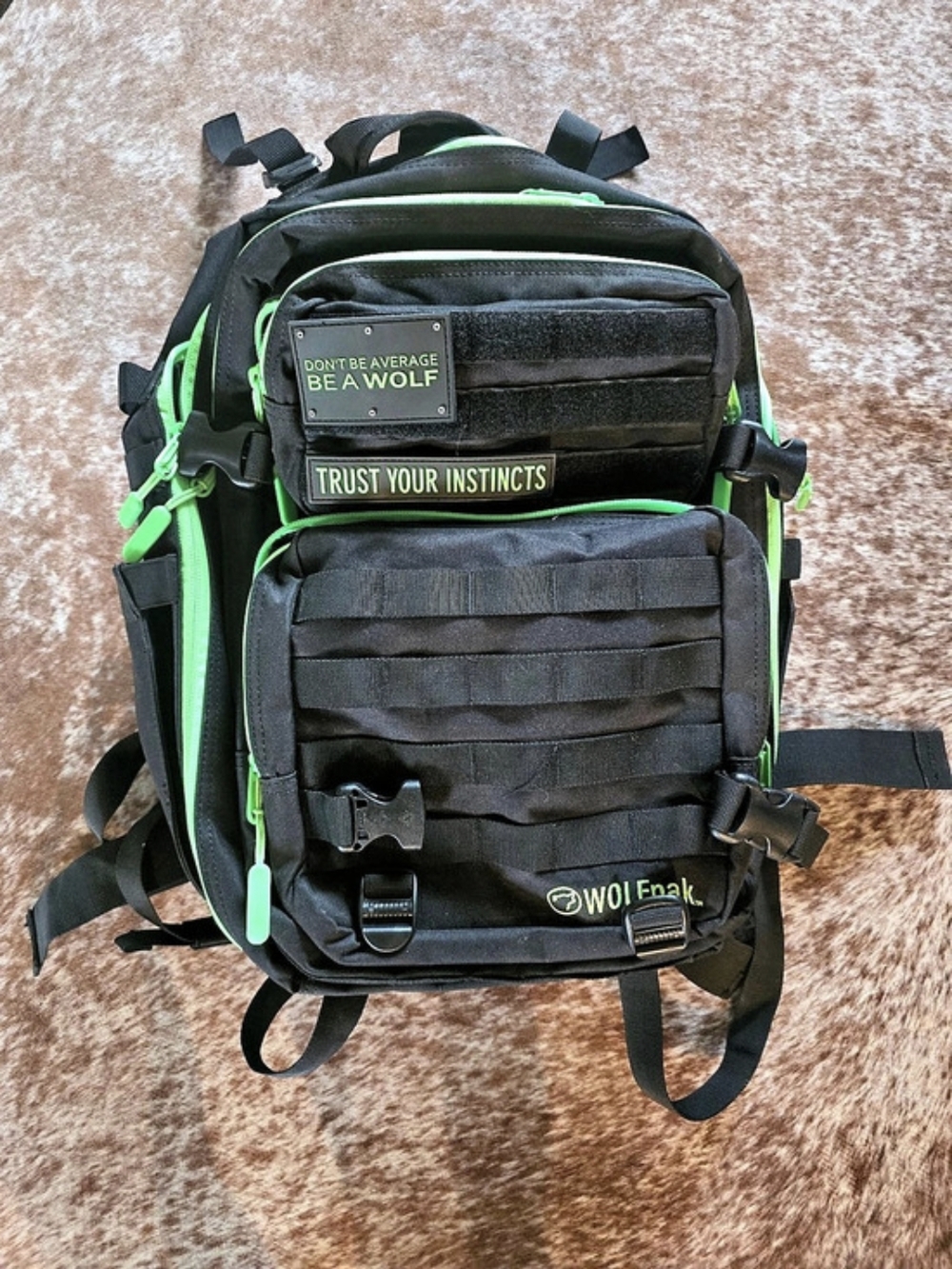 Wolfpak 35L Tactical Gym Backpack Black & Lime Green